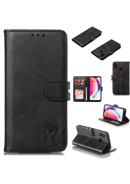 Huawei P20 Lite Için Cüzdan Durumda Tüm Yuvarlak Koruma Kabartmalı Kart Tutucu (Yurt Dışından)