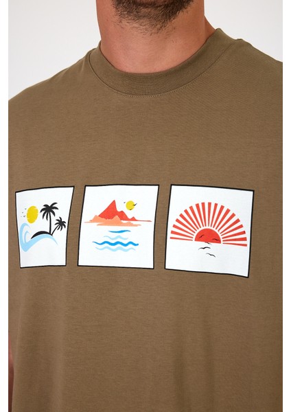 Erkek Bisiklet Yaka Baskılı T-Shirt 0210 modelleri