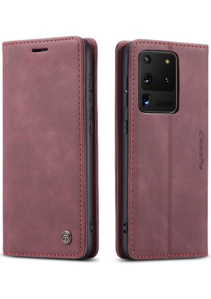 Samsung Galaxy S20 Ultra Flip Folio Kitap Için Flip Case Vintage Pu Deri (Yurt Dışından)