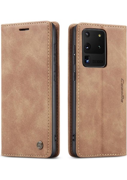 Samsung Galaxy S20 Ultra Flip Folio Kitap Için Flip Case Vintage Pu Deri (Yurt Dışından)