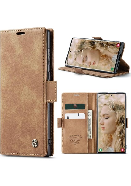 Samsung Galaxy S23 Ultra Kılıf Için Flip Case Kart Yuvası Kickstand Flip Folio (Yurt Dışından)