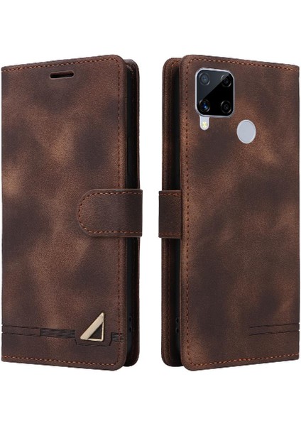 Realme C15 Için Flip CASE/C25 Darbeye Cüzdan Deri Kılıf Basit Flip (Yurt Dışından)