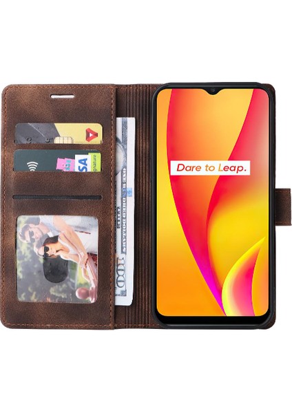 Realme C15 Için Flip CASE/C25 Darbeye Cüzdan Deri Kılıf Basit Flip (Yurt Dışından) modelleri
