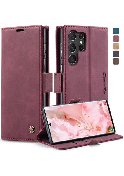 Samsung Galaxy S23 Ultra Kılıf Için Flip Case Kart Yuvası Kickstand Flip Folio (Yurt Dışından)