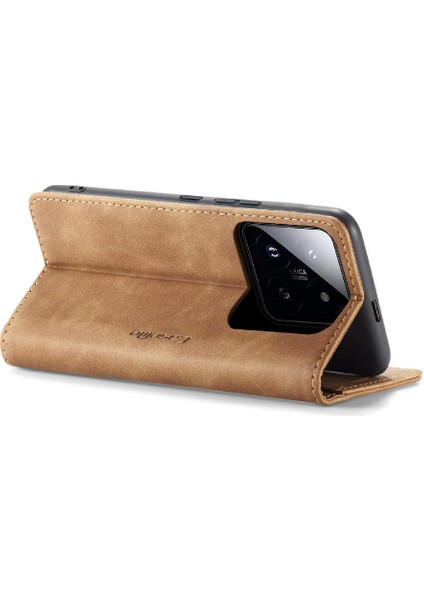 Xiaomi 14 Pro Vintage Pu Deri Cüzdan Manyetik Kapatma Için Flip Case (Yurt Dışından)