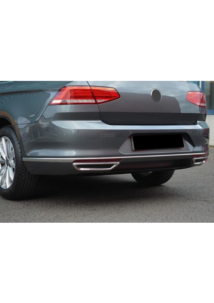 Vw Passat B8 Krom Arka Tampon Alt Çıta 3 Parça 2014-2019 Paslanmaz Çelik