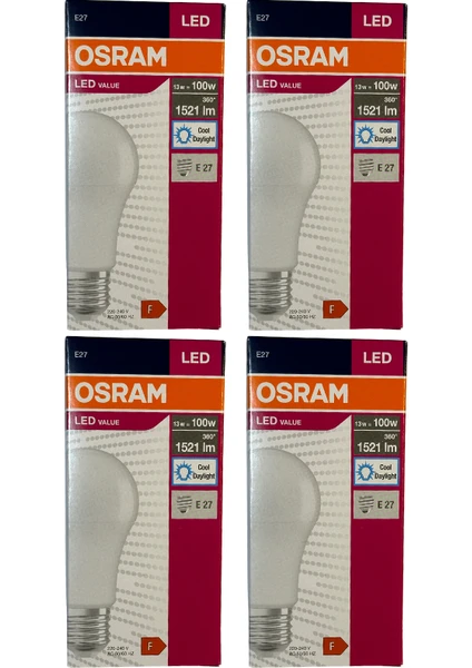 13W (100W) 6500K (Beyaz Işık) E27 Duylu LED Ampul (4 Adet)