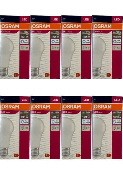 13W (100W) 6500K (Beyaz Işık) E27 Duylu LED Ampul (8 Adet)