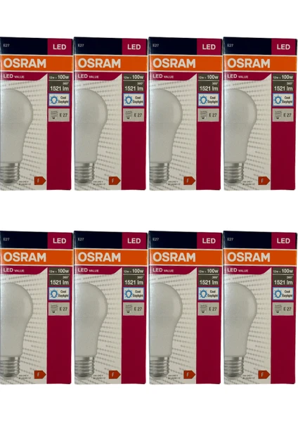 13W (100W) 6500K (Beyaz Işık) E27 Duylu LED Ampul (8 Adet)