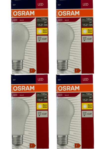 13W (100W) 2700K (Sarı Işık) E27 Duylu LED Ampul (4 Adet)