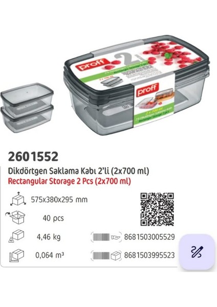 2li Dikdörtgen Sert Plastik Saklama Kabı 2X700ML modelleri