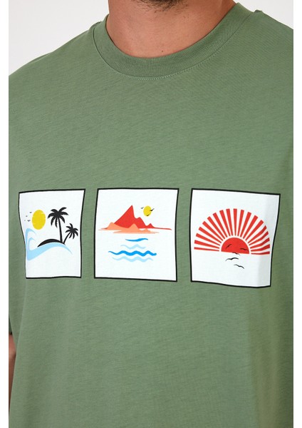 Erkek Bisiklet Yaka Baskılı T-Shirt 0210 modelleri