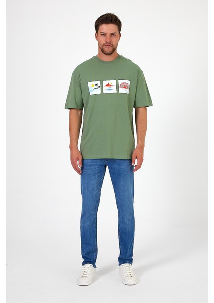 Erkek Bisiklet Yaka Baskılı T-Shirt 0210 indirimleri
