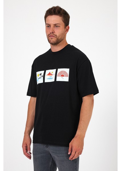 Erkek Bisiklet Yaka Baskılı T-Shirt 0210 fiyatları