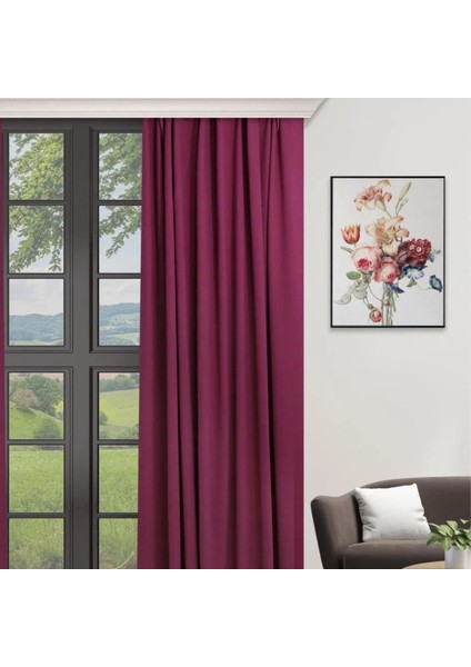 Petek Kadife Dokulu Lüks Mürdüm Ada Fon Perde En x Yükseklik fiyatları