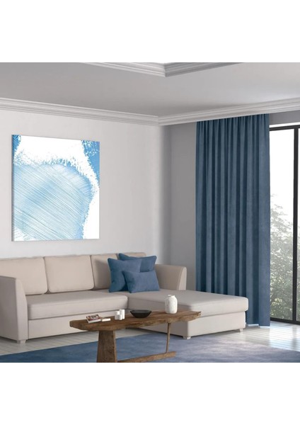 Petek Kadife Dokulu Lüks Açıkindigo Ada Fon Perde En x Yükseklik fiyatları