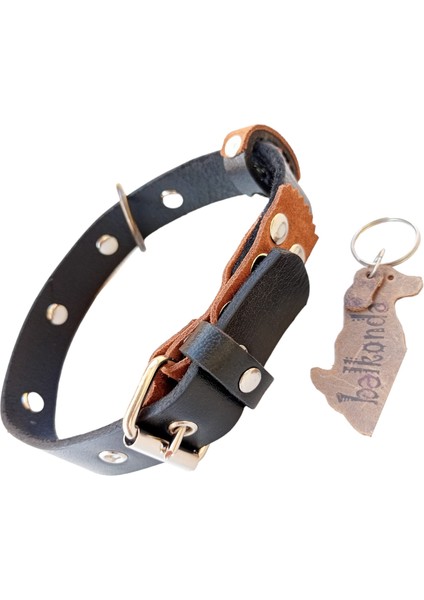 Köpek boyun tasması hakiki deri süet siyah taba kalınlık:4mm genişlik:3cm boyun ölçüsü:22-30cm ayarlanabilir dog collar T1-29XS