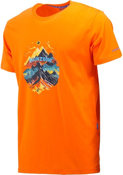 Erkek Mevsimlik Göğüs Baskılı Standart Fit Turuncu Siyah 2'li Set T-Shirt