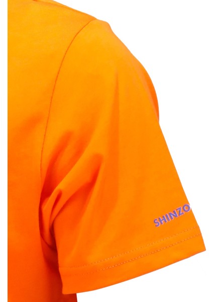 Erkek Mevsimlik Göğüs Baskılı Standart Fit Turuncu Siyah 2'li Set T-Shirt