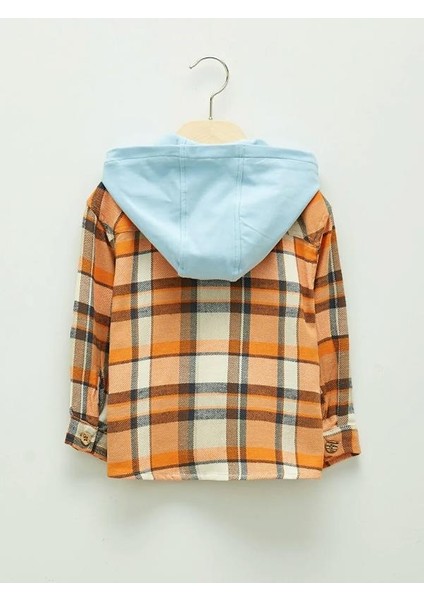 Kapüşonlu Uzun Kollu Ekose Desenli Gabardin Erkek Bebek Gömlek fiyatları