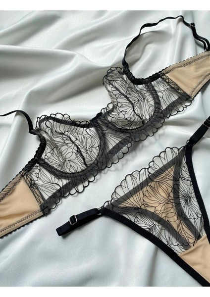 Thrill Bra Linje Çizgili Balenli Sütyen Bralet Külot Takım