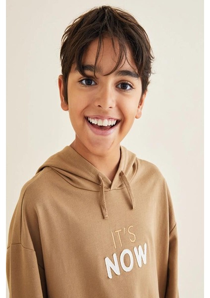 Oversize Kapüşonlu Nakışlı Uzun Kollu Pamuklu Erkek Çocuk Sweatshirt modelleri