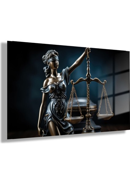 Temperli Gerçek Yatay Cam Avukat Büro Tablosu Adalet Terazisi Kadın