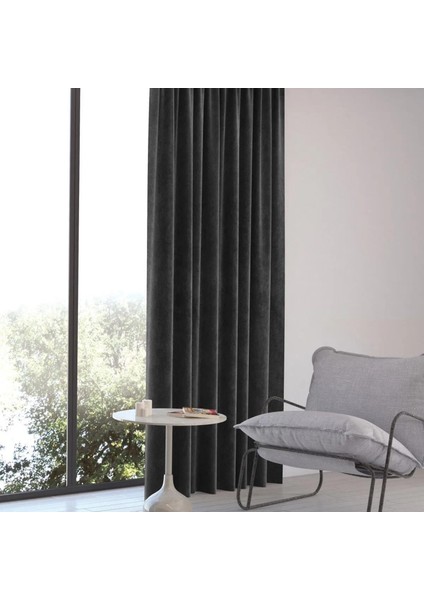 Petek Kadife Dokulu Lüks Siyah Ada Fon Perde En x Yükseklik modelleri