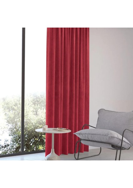 Petek Kadife Dokulu Lüks Kırmızı Ada Fon Perde En x Yükseklik fiyatları