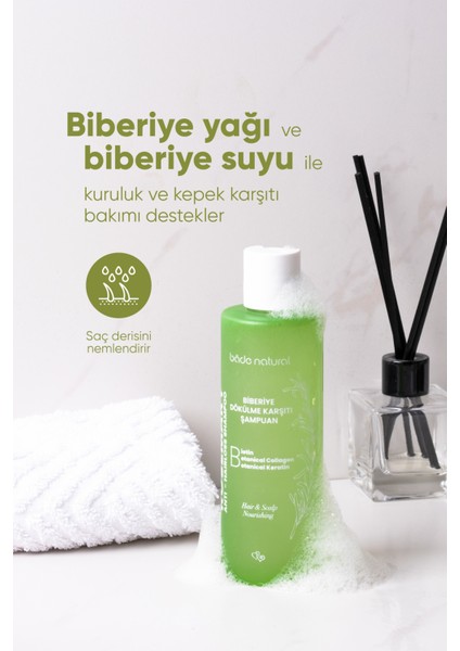 Bade Natural Biberiye Şampuanı Dökülmesi Karşıtı Biotin, Keratin ve Kolajen Complex 200 ml