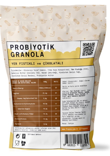 Probiyotik Granola  Yer Fıstığı & Çikolata 200 gr x 3 Adet