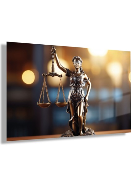Temperli Gerçek Yatay Cam Avukat Büro Tablosu Adalet Terazisi