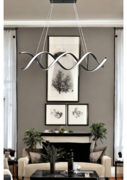 Liana Modern Tasarım Siyah Renk Beyaz Ledli Cafe - Mutfak - Salon 2 Li LED Avize