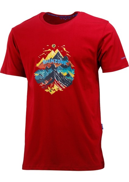Erkek Mevsimlik Göğüs Baskılı Standart Fit Bordo Haki 2'li Set T-Shirt