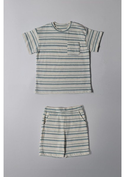 Erkek Çocuk Mavi %100 Pamuklu Çizgili Alt Üst Takım fiyatları