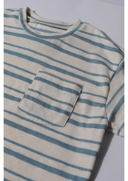 Erkek Çocuk Mavi %100 Pamuklu Çizgili Alt Üst Takım modelleri