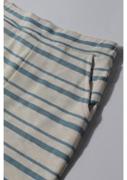 Erkek Çocuk Mavi %100 Pamuklu Çizgili Alt Üst Takım