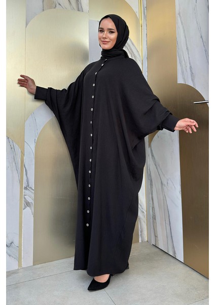 Ön Kısmı Boydan Düğmeli Salaş Elbise 7910 Siyah modelleri
