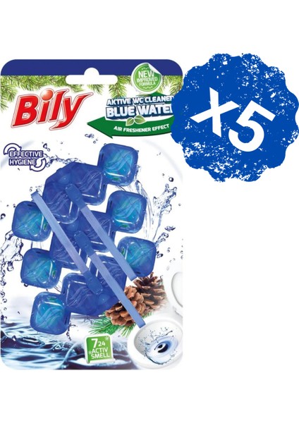 5'li Aktive Wc Klozet Blok Pine Mavi Su Etkili 3X50 G Blue Power