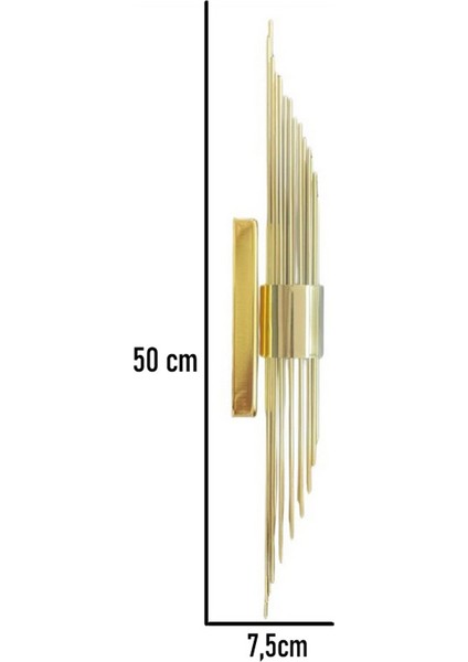 Merdiven Modeli Metal Çift Yönlü Beyaz-Günışığı-Amber Işık Gold Kasa Duvar Aydınlatma Aplik-Pilli