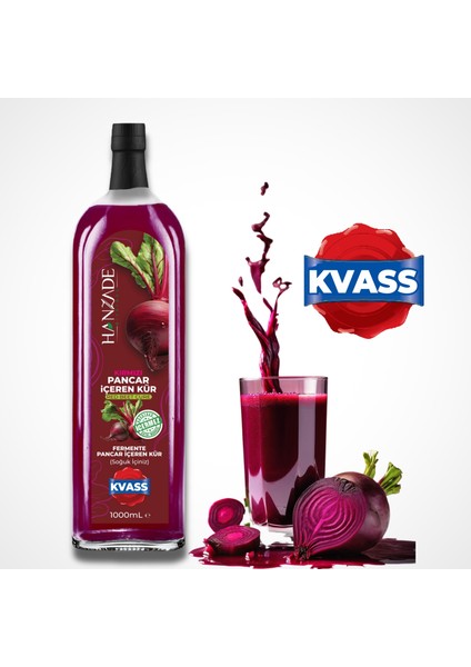 Pancar Kvass Fermente Kırmızı Pancar Içeren Kür 1 Litre Cam Şişe