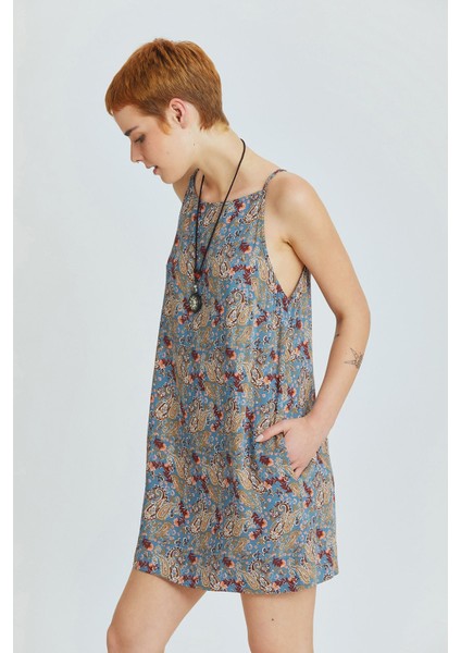 Basic Mini Yazlık Elbise Mavi