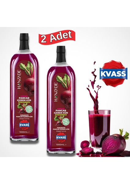 Pancar Kvass Fermente Kırmızı Pancar Içeren Kür 1 Litre x 2 Adet Cam Şişe