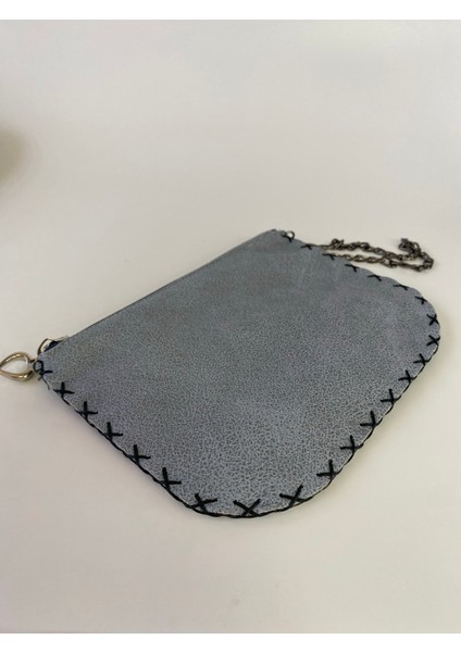 Etnik Clutch Çanta Ince Fil Desenli Mavi 17*13