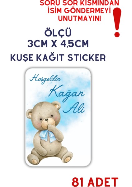 Netsan Etiket Erkek Bebek 81 Adet Kolonya Etiketi - 3x4,5cm Kuşe Sticker Kağıt Etiket - Isim Göndermeyi Unutmayın