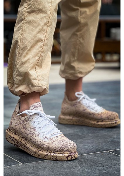 CH307 Renkli Tricot Erkek Ayakkabı Kum Splush