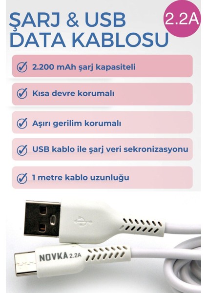 Type-C & USB 2.2 A Şarj Kablosu 1 Metre Beyaz fırsatları
