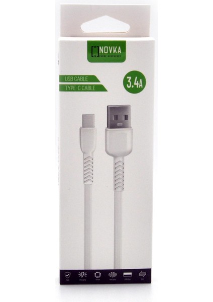Type-C & USB 3.4 A Şarj Kablosu 1 Metre Beyaz indirimleri