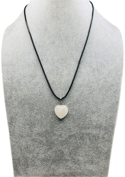 Kalp Model Kristal Kuvars Doğal Taş Kolye