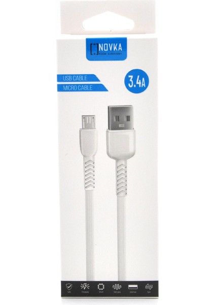 Micro & USB 3.4 A Şarj ve Data Kablosu 1 Metre Beyaz indirimleri